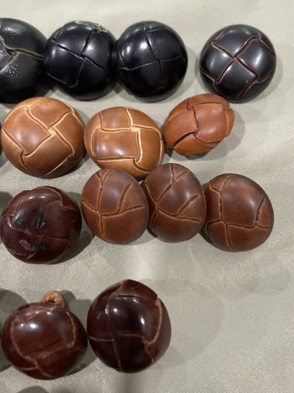 Brown Leather Buttons Vintage Braided Shank Button Lot of 51 for Coats Blazers